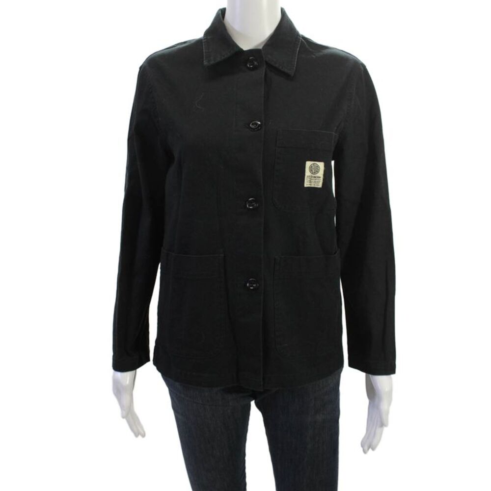 Deus Ex Machina Womens Biker Collared Button Jacket Black Long Sleeve Size XS